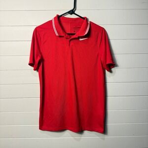 Nike Dri-FIT Boys Polo Shirt XL Red Short Sleeve Golf Tennis Performance Top